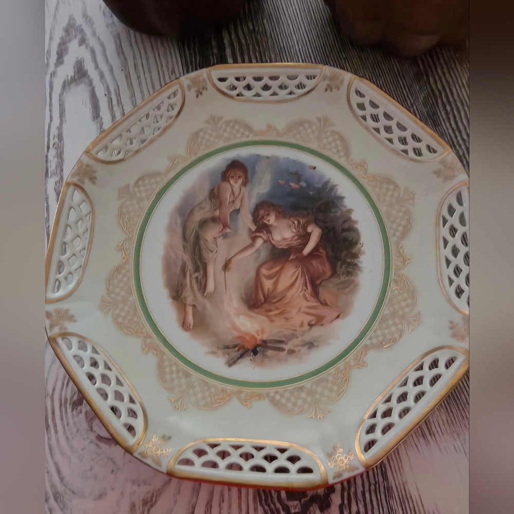 Decorative Porcelain Plate with Art Nouveau Design